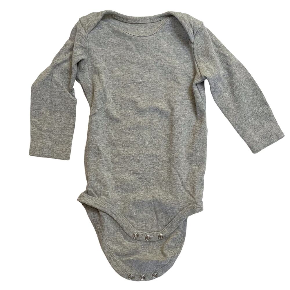 Primary Basic Long Sleeve Bodysuit Light Gray Gender Neutral Baby Size 3-6 Month
